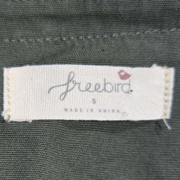 Freebird 100% Cotton Olive Green Embroidered Patch Bomber Jacket Y2K Look - Picture 8 of 9